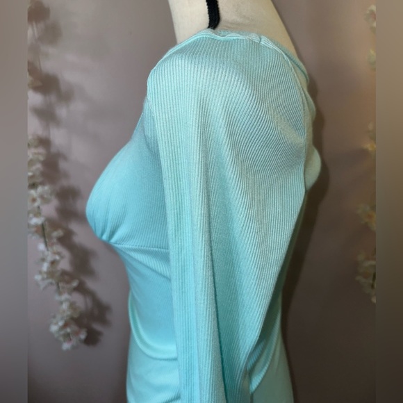 Spring Blue Drawstring Bodycon Dress - Picture 3 of 5